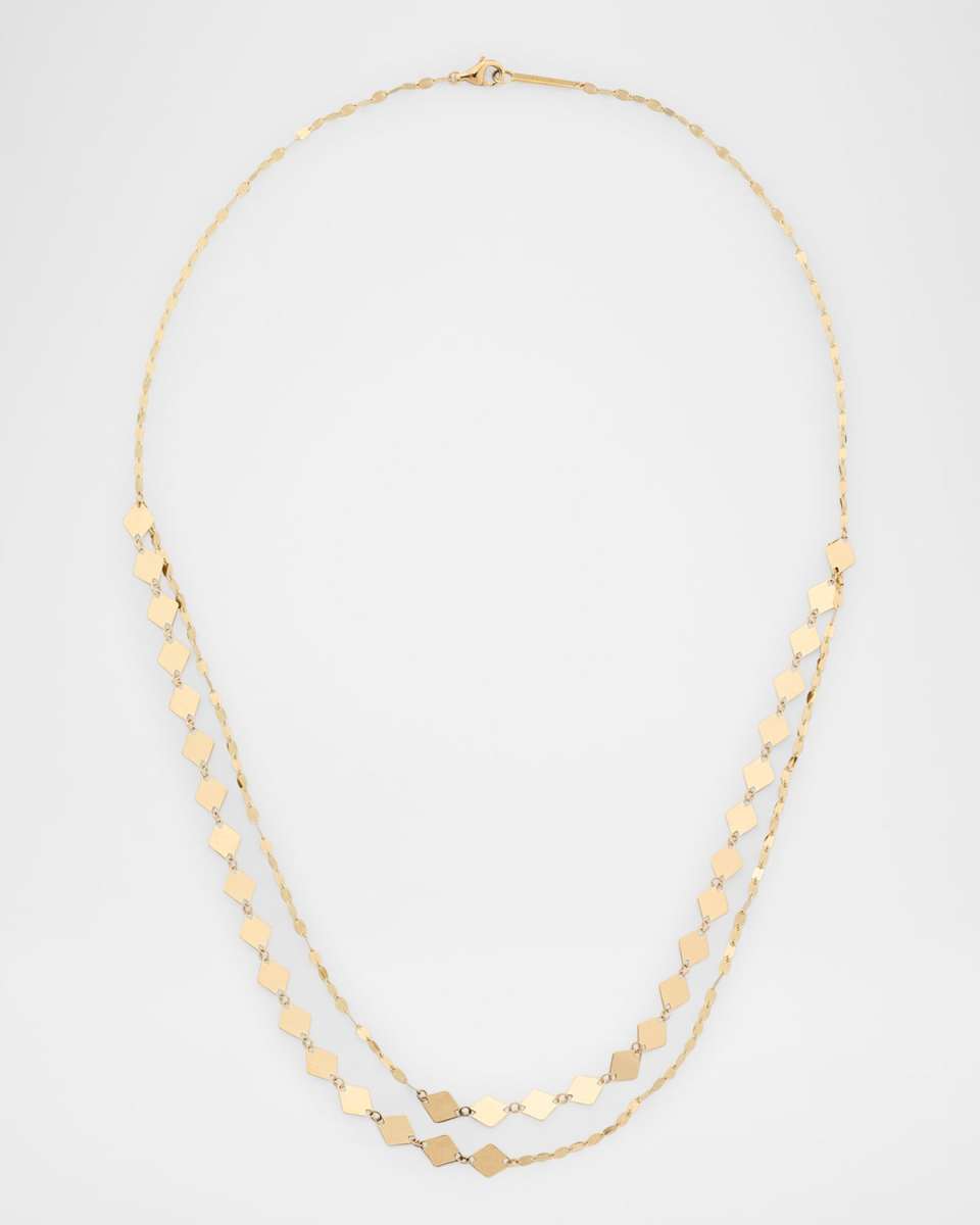 14K Yellow Gold Laser Kite Blake Chain Double-Strand Necklace, 18"L